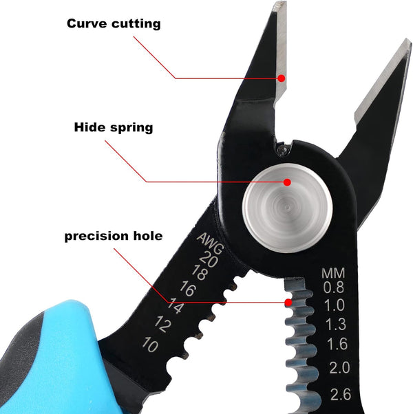 WGGE Wire Cutters Precision Flush Pliers with Supplementary Stripping, Cutting Pliers, Handy and Slim Diagonal Cutters, Ultra Sharp Wire Cutter,