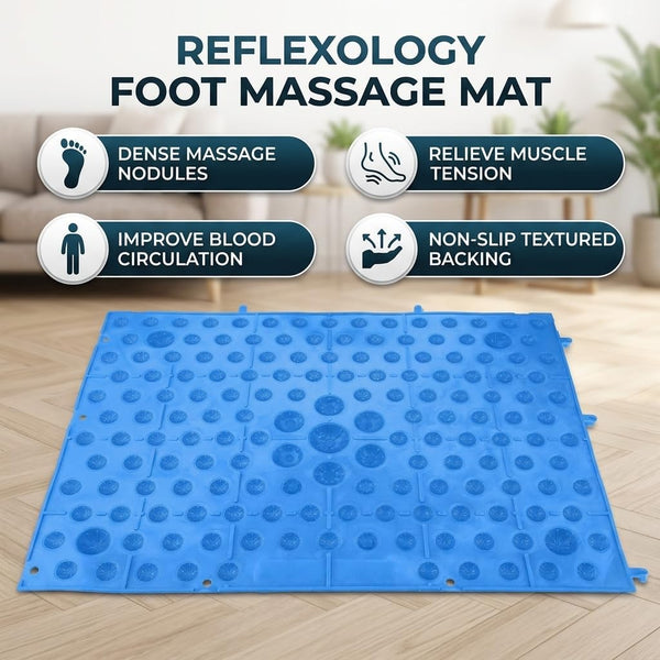 Foot Massage Mat Blood Circulation Tension Release Pad TPE Colorful Foot Acupressure Mat for Home Party Game(Blue)