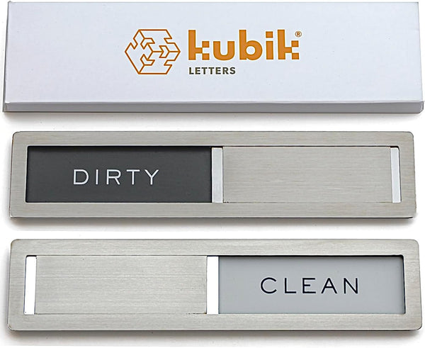 Kubik Letters Clean Dirty Magnet for Dishwasher Sign, Kitchen Decor Organization Accessories Organizers and Storage Stainless Steel (DIRTY/CLEAN)