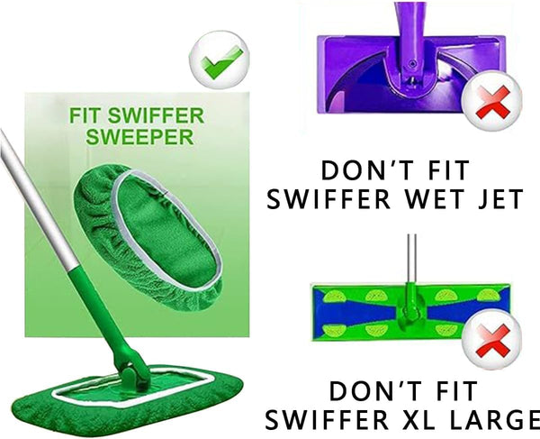 4 Pack Reusable Microfiber Mop Pads for Swiffer Sweeper - Wet & Dry Cleaning Cloths - Mop Head Replacement Washable Refills for Household Floors