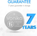 Voniko CR2032 3V Lithium Batteries 6 Pack for Child Safety, Compatible with AirTag, Key Fobs, Thermometers, Scales – 7 Years Shelf Life 6 Count