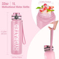 Sahara Sailor Water Bottle 32Oz, Durable and Leakproof Water Bottles Motivational with Time Marker, Tritan, BPA Free, Wide Mouth with Easy Clean