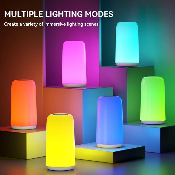 Touch Bedside Table LED Lamp, [Sleek Design & RGB Mode] Multi-Color Dimmable with Warm White Lights, Birthday Gifts for Women Mom, Smart