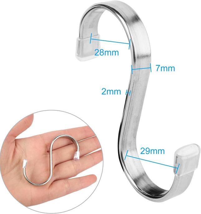 10 Pack Flat S Hooks - Stainless Steel Heavy Duty 3inch S Hooks for Hanging pots, Pans, Plants, Coffee Mugs, Towels in Kitchen and Bathroom, Coat,