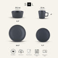 Stone Lain Coupe Stoneware Dinnerware Set, Service for 4, Gray Matte Dinnerware Set Service For 4 Gray Matte