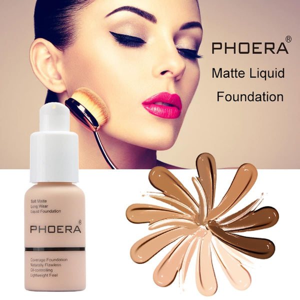 2 Pack PHOERA Foundation, Long-Lasting Waterproof Oil Full Coverage Flawless Soft Matte Liquid Foundation.105 San 2 Count (Pack of 1) 105 Sand