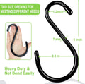 6 Inch Heavy Duty S Hooks, Large S Hook for Hanging Plants, Vinyl Coated S Hook 6 Pack Sturdy Non Slip Black S Hooks for Hanging Closet,Bird