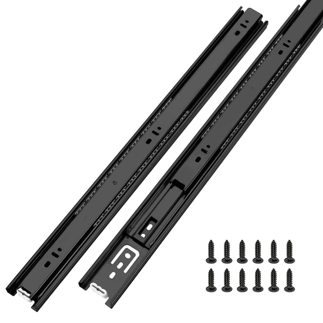 LONTAN 12 Inch Full Extension Ball Bearing Drawer Slides 2 Pairs Side Mount Cabinet Rails Tool Box Trash Can Glides Blac