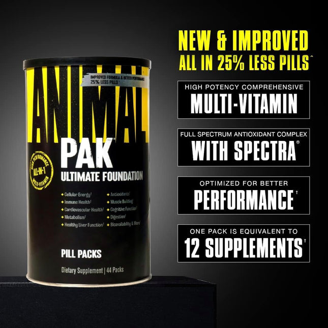 Animal Pak - Convenient Multivitamin for Men & Women Daily All-In-One Vitamin & Supplement Pack - Zinc, Vitamins C, B, D