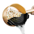 AUOON Clip On Strainer Silicone for All Pots, Standard 8.86 x 3.55in, Black | Food-grade BPA-free, Fits Pots Pans Bowls, Dishwasher Safe, for