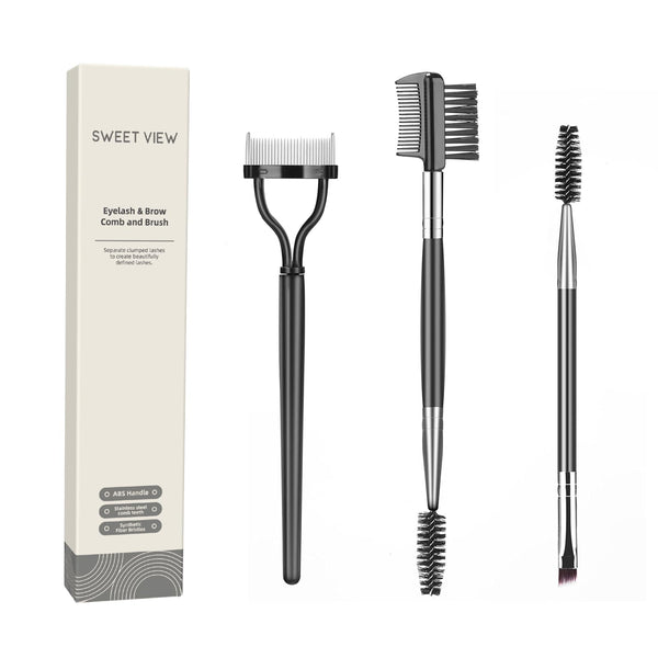 SWEET VIEW Eyelash Comb Lash Separator Tool Brow Brush | Lash Spoolie Professional Eye Makeup Tools 3 Pieces