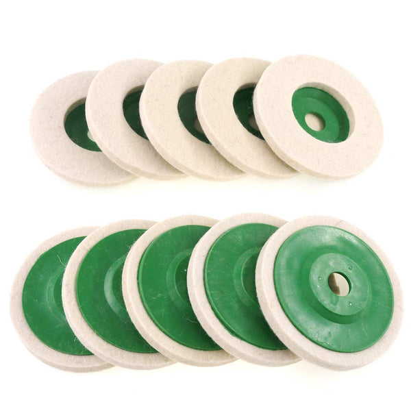 Keadic 10Pcs 4 Inch Round Wool Felt Disc Wheel Pad, Wool Polishing Wheel Disc, 100mm Wool Felt Disc Polishing Buffing Wheel Pad for Metal Aluminum