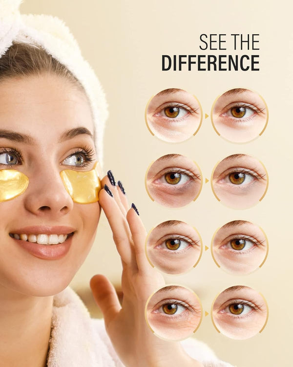 Maskiss 24k Gold Under Eye Patches (50 Pairs), eye mask, Collagen Skin Care Products, Eye Patches for Puffy Eyes, eye masks for dark circles and