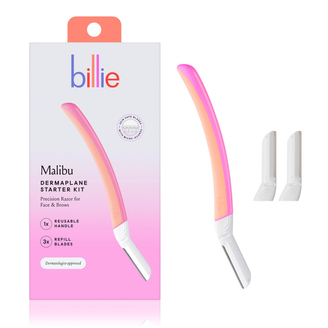Billie - Dermaplane Starter Kit - Reusable Handle + 3 Refill Blades - Remove Fac