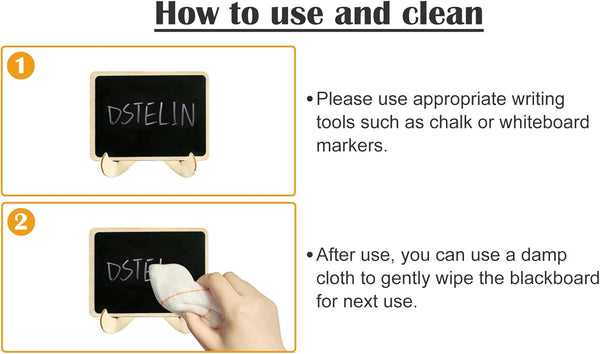 DSTELIN 10 Pack Mini Chalkboards Signs with Easel Stand, Small Rectangle Chalkboards Blackboard, Wood Place Cards for Weddings, Birthday Parties,