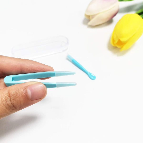 Blue Contact Applicator, Contact Lens Remover Tool, Contact Lens Applicator Tool, Inserter/Remover+Tweezer with Soft Tip, for Contact Lens Cases