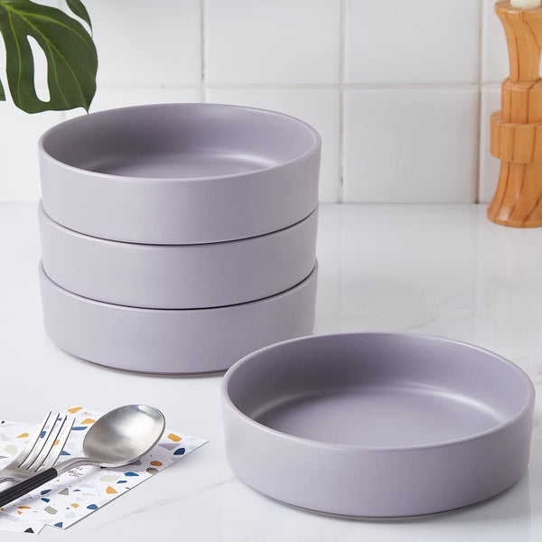 Stone Lain Cleo Stoneware 16-Piece Modern Dinnerware Set, Plates and Bowls, Light Gray, Service for 4, Microwave & Dishwasher Safe Dinnerware Set