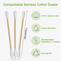 800 Count Bamboo Cotton Swabs - Natural Organic Cotton Buds with Double Tips, Hypoallergenic, Biodegradable Swabs for Ear Cleaning, Beauty &