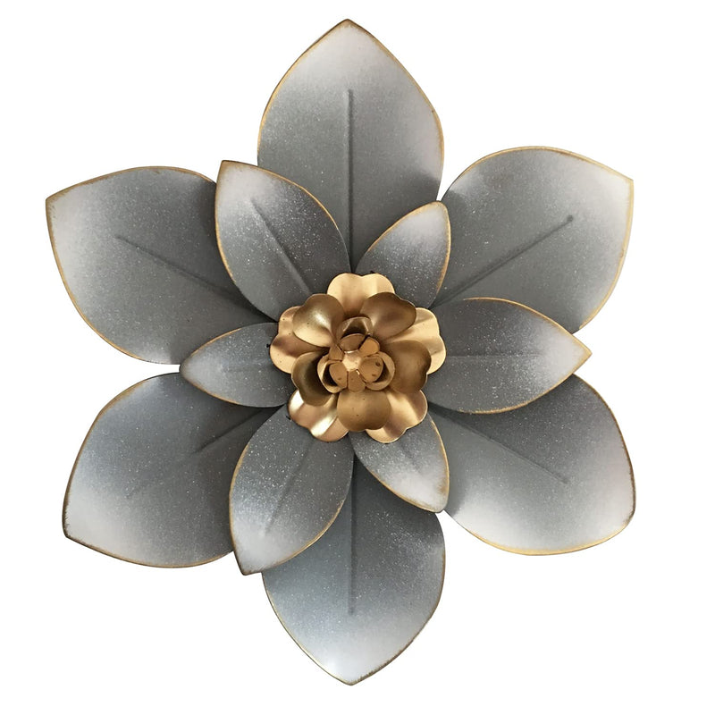 Metal Flower Wall Art Decor, 10“ Rustic Modern Floral Sculpture, Distressed Iron Wall Hanging Home Decoration Accent Artworks for Indoor Kitchen