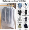 Clear Hanging Garment Bag With Study Zipper Plastic Clothing Dust Cover Closet Suit Protector Storage Bags White 4pcs