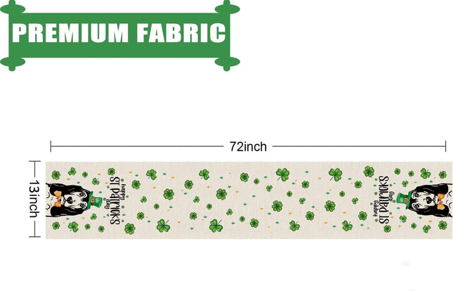 GPGHE St Patricks Day Table Runner Basset Hound Dog Shamrock Table Runners Seasonal Holiday Party Kitchen Dining Table D