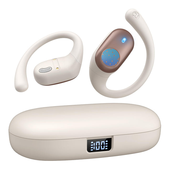 Open Ear Headphones, Bluetooth Headphones 5.3 Sports with Smart Digital Display, 36H Playtime, IP54 Waterproof, Wireless