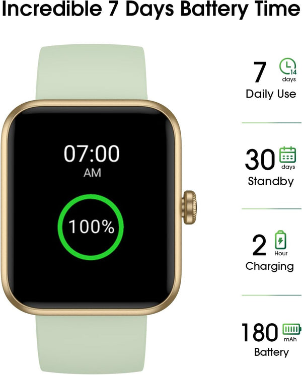 Smart Watch, Fitness Tracker with Heart Rate, Blood Oxygen, Sleep Tracker Light Green