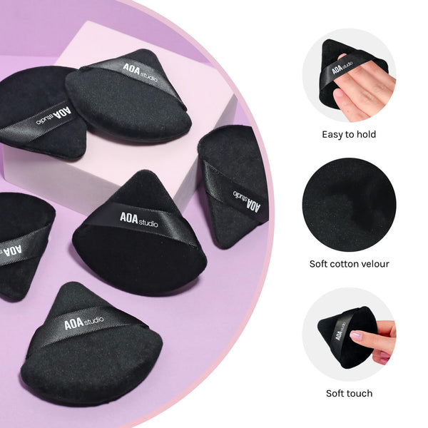 AOA Studio Velvet Puffs Makeup Puff Set of 6 Loose Powder Body Powder, Velour Makeup Blender Sponge Foundation Blending Sponges Set Beauty Makeup