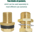 Joywayus Brass Full Thread Lengthened Bulkhead Fitting 1/4"NPT Female X 1/2" Male Bulk Head Pipe Fitting Bulkhead Tank Fitting Coupler (Pack of 2)