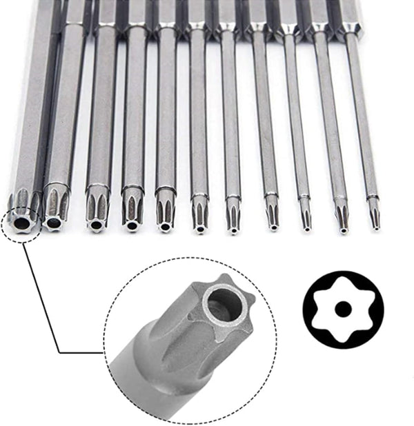 aiyun 11Piece Star Screwdriver Bit Set Shark Vacuum Security (75mm Length) 75mm Length (T6-T40)