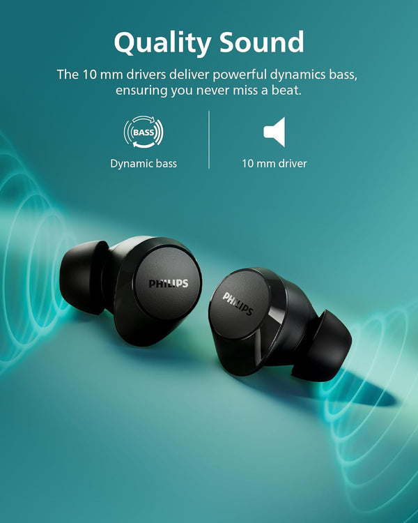 PHILIPS TAT1219 Wireless Earbuds,True Wireless Headphones,Powerful Bass with 10 Mm Driver,Clear Call Quality with AI Mic,18 H Battery