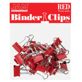 JAM PAPER Colorful Binder Clips - Small - 3/4 Inch (19 Mm) - Red Binderclips - 25/Pack