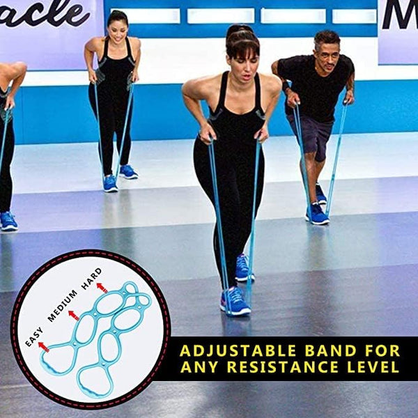 7 Ring Stretch Resistance Exercise Band, Miracle Miles Band, Yoga Stretching, Arm, Shoulders Foot, Leg Fitness Home Gym Physical Therapy Band Blue