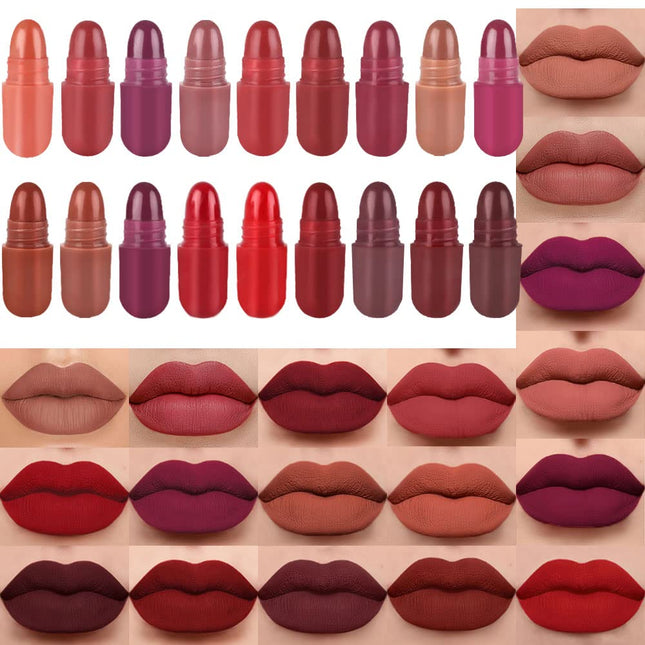 Evpct 18Pcs Capsule Pills Lipstick Mini Matte Lipstick Set for Women Long Lastin
