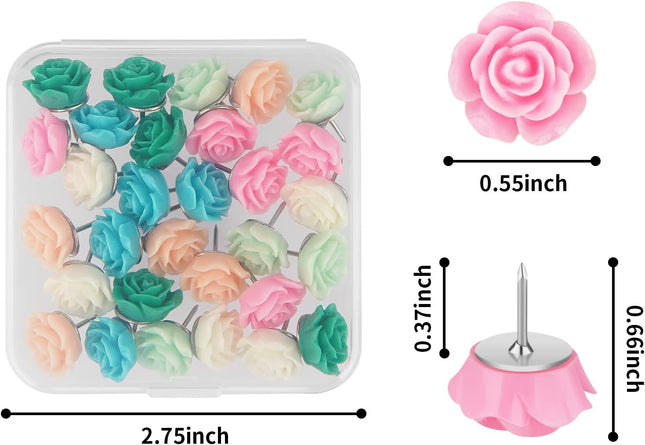Push Pins for Cork Board - Cuttte 30Pcs Decorative Push Pins with Case, Cute Thu