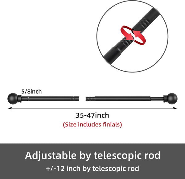 GXOACKJ Curtain Rods for windows 32-48 inch, 5/8 inch Decorative Curtain Rod Set, Matte Black Splicing Heavy Duty Metal Curtain Rod with Brackets