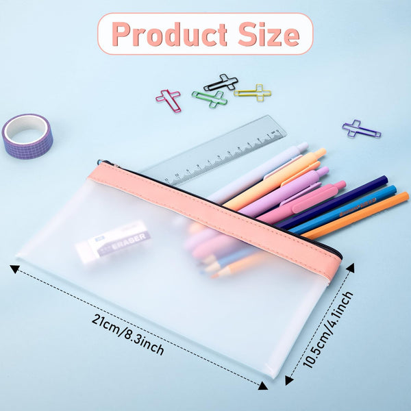 Timart Clear Pencil Pouch-3 Pack, Clear Pencil Case, Pen Holder with Zipper for Kids, Makeup Pouch, Kids Pencil Pouch for Office School Supplies