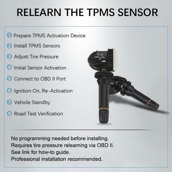 4-Pack GM TPMS Sensors 315MHz, Pre-Programmed Tire Pressure Monitoring System Replacement for Chevy Silverado Equinox, GMC Sierra, Buick, Cadillac
