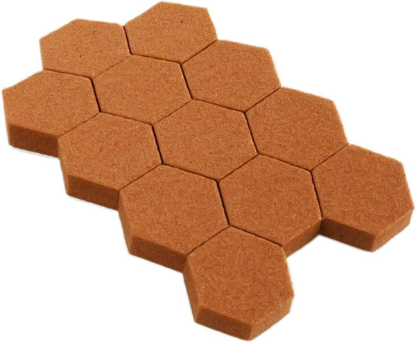 SoftTouch 3/8" Hexagon Self-Stick Noise Dampening Foam Cabinet Bumpers, 12 Pack, Tan, 12 Piece