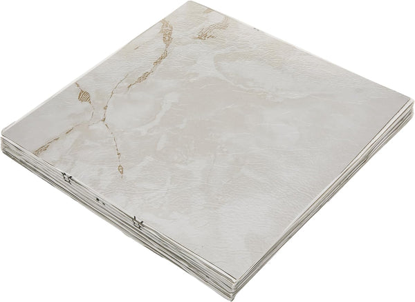 Nexus Self Adhesive 12-Inch Vinyl Floor Tiles, 20 Tiles - 12" x 12", Classic White w/Grey Veins Pattern - Peel & Stick, DIY Flooring for Kitchen,