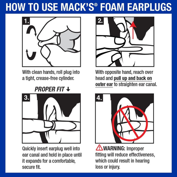 Mack's Ultra Soft Foam Earplugs, 50 Pair - 33dB Highest NRR | Made in USA