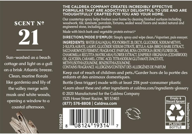 Caldrea Multi-Surface Countertop Spray Cleaner, Made with Vegetable Protein Extr