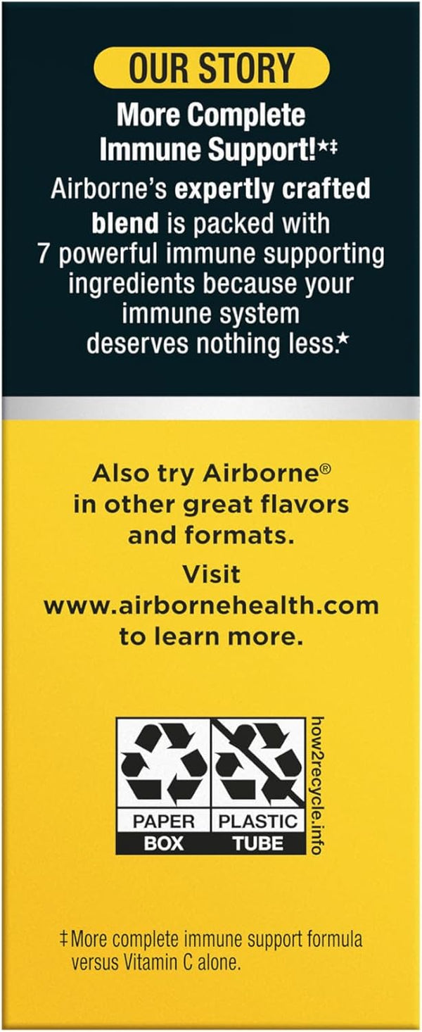Airborne Vitamin C 1000Mg (Per Serving) - Zesty Effervescent Tablets, Gluten-Free Immune Support Supplement, Echinacea & Ginger, Orange, Citrus,