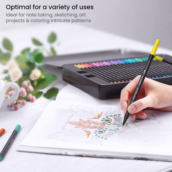 ARTEZA Inkonic Fineliners Pens, Set of 72, 0.4 mm Fine Tip Markers, Water-Based Art Pens for Drawing, Sketching, Journaling, Calligraphy 1 Count