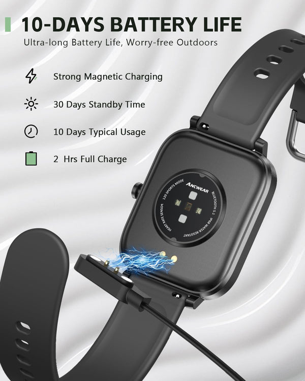 Ancwear Smart Watch for Men Women, Step Counter Watch with Heart/Sleep Tracking, 1.83" Display Fitness Tracker with 120+ Sports Modes, Compatible