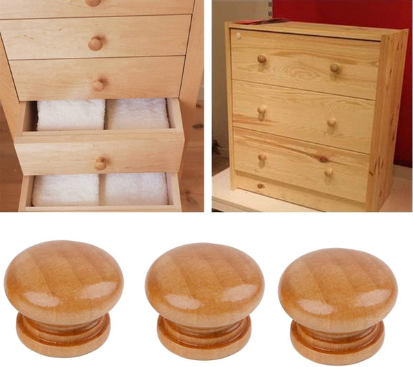 20Pcs Unfinished Wood Drawer knobs Pulls Finished, 33mm Round Mushroom Shape Wooden Cabinet Knobs Drawer Pulls Handles