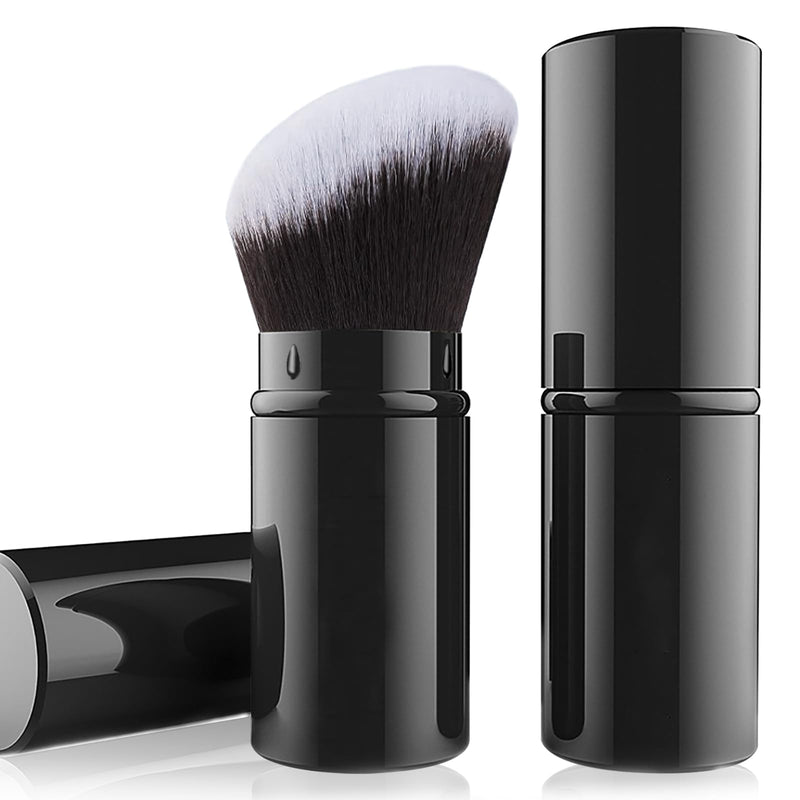 Retractable Kabuki Brush, Travel Powder Face Makeup Brushes | Portable Flawless Makeup Brush for Foundation, Blush, Bronzer, Buffing, Cruelty Free