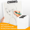 Dry Erase Wood Clipboard, Hardboard Clip Board 8.5X11 for Classroom, Students, Kid, Size 9" X 12.5", Double-Sided White Board, with Low Profile