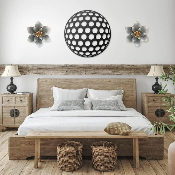 Metal Flower Wall Art Decor, 10“ Rustic Modern Floral Sculpture, Distressed Iron Wall Hanging Home Decoration Accent Artworks for Indoor Kitchen