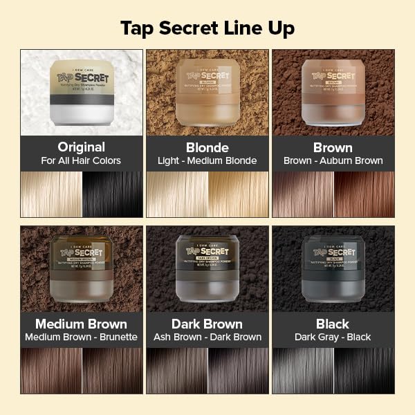 I Dew Care Dry Shampoo - Tap Secret Duo Gift Set, with Black Ginseng, Non-Aerosol, Benzene-Free, Mattifying Root Boosting Powder, No White Cast,